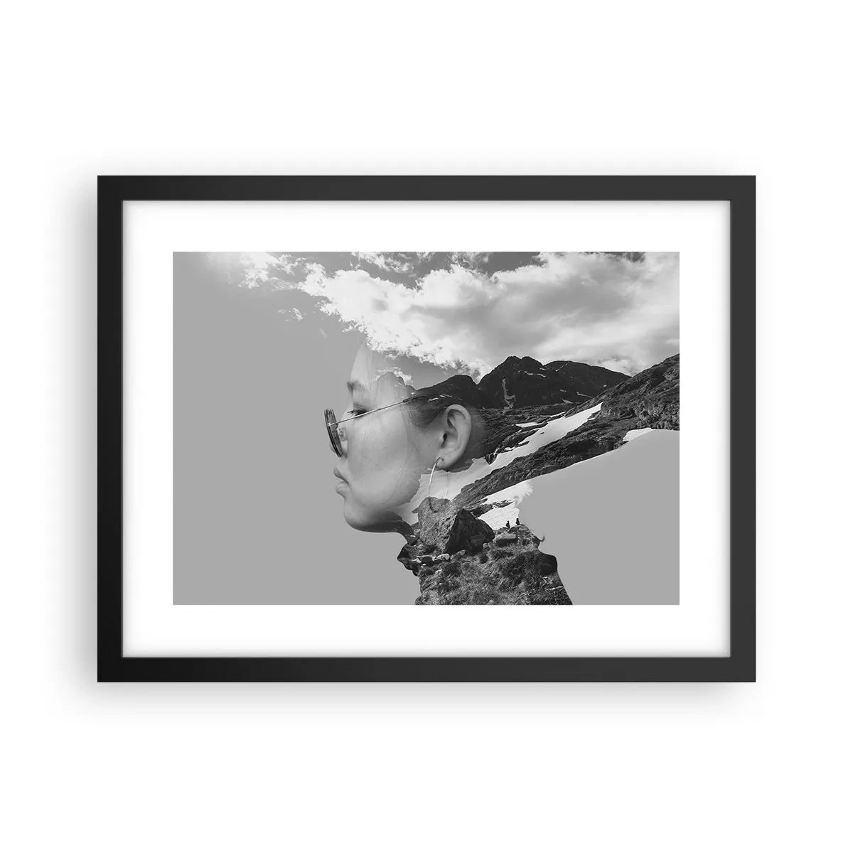 Poster in einem schwarzem Rahmen - Top und bewölktes Porträt - 40x30 cm