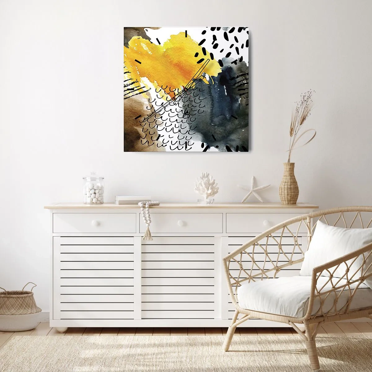 Wanduhr - Glasuhr - Ein Treffen der Elemente der Natur - 40x40 cm