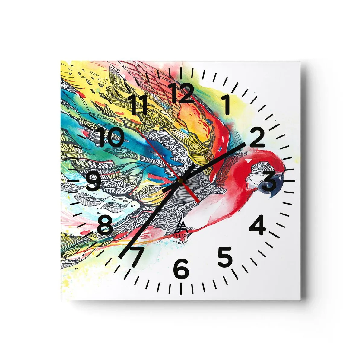 Wanduhr - Glasuhr - Leben Sie bunt - 40x40 cm
