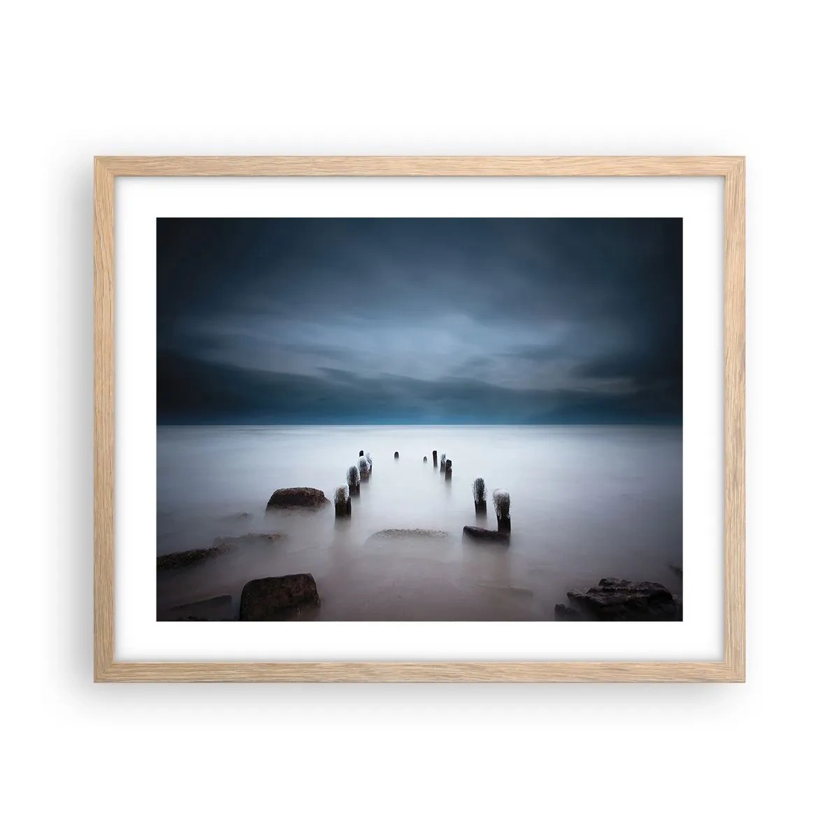 Poster in einem Rahmen aus heller Eiche - Nachdenklicher See - 50x40 cm