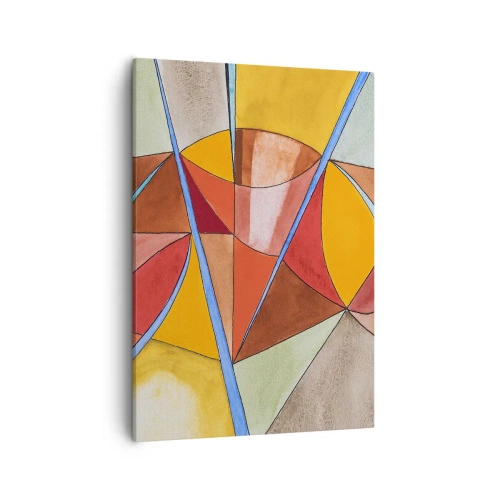 Bild auf Leinwand - Leinwandbild - Eine abstrakte Komposition in lebendigen geometrischen Farben. - 50x70cm - Das Karussell, das Traumkarussell - Moderne Wanddekoration für Wohnzimmer und Schlafzimmer ARTTOR