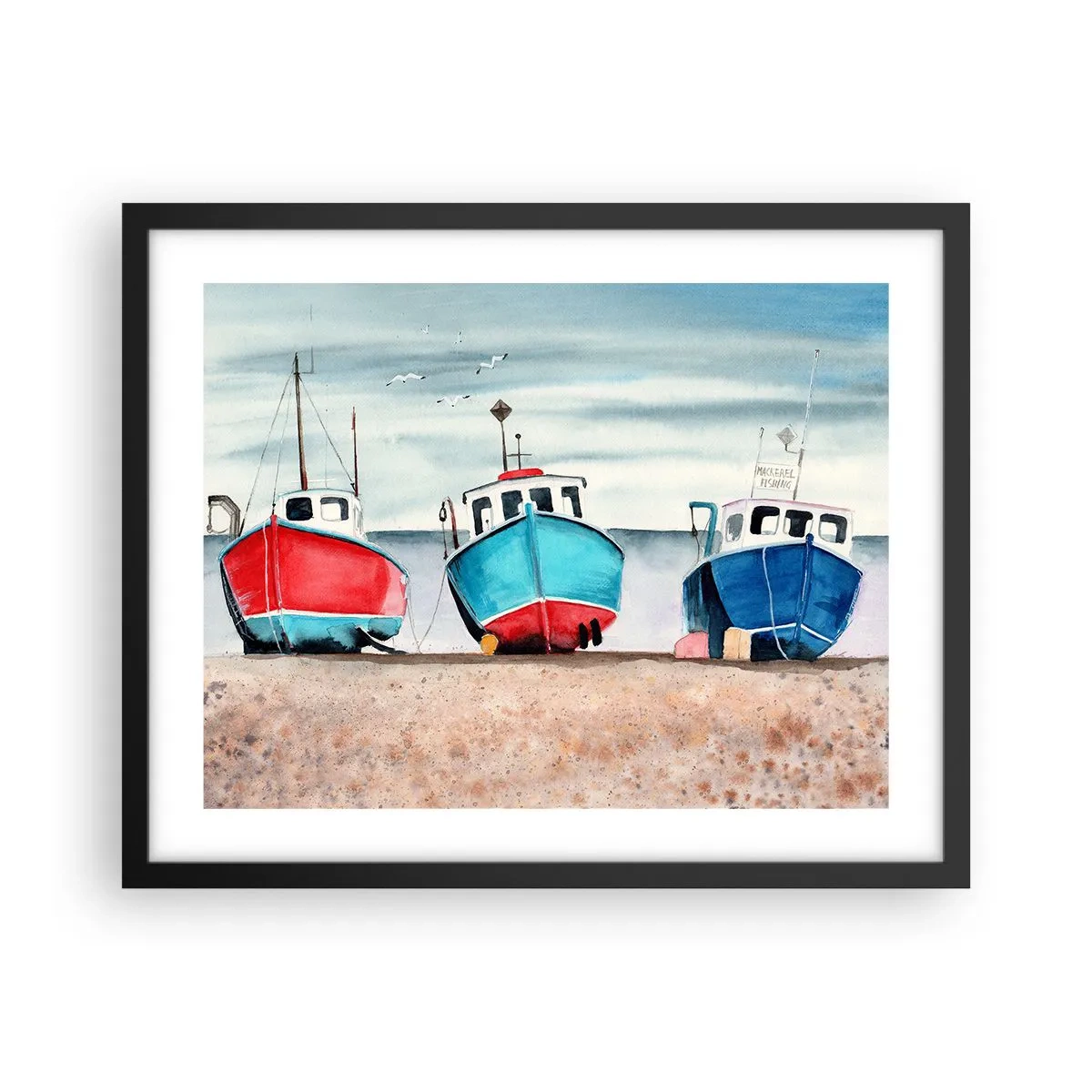 Poster in einem schwarzem Rahmen - Bereit zum Fang - 50x40 cm