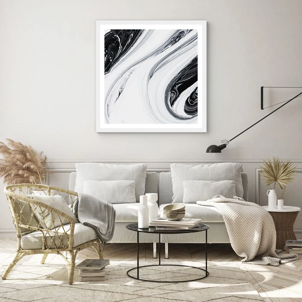 Poster in einem weißen Rahmen - Kombination aus Gegensätzen - 40x40 cm