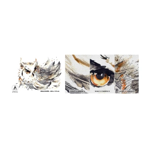 Fototapeten Muster Premium Canvas - Sie kam aus der Welt der Magie - Vogel, Eule, Grafik - 100x30 cm