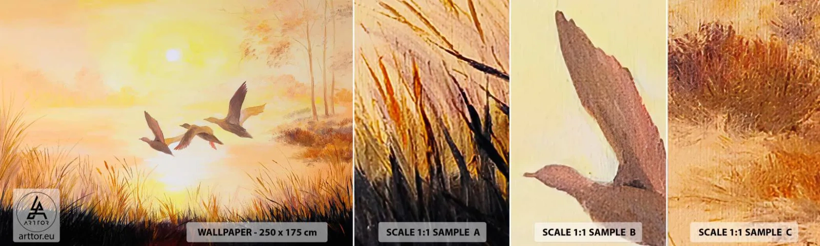 Fototapeten Muster Selbstklebend Deluxe Sticker - Der Beginn einer langen Reise - Natur, Wilde Ente, Landschaft - 100x30 cm