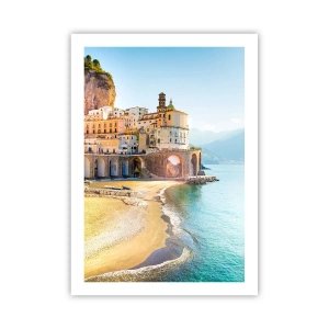 Poster - Eine malerische italienische Stadt am Meer - 50x70cm - Die Stadt ist unglaublich - Moderne Wanddekoration für Wohnzimmer und Schlafzimmer ARTTOR