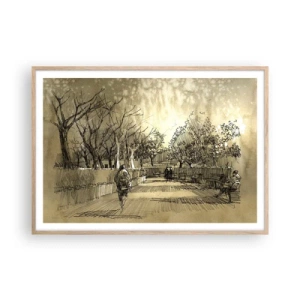 Poster in einem Rahmen aus heller Eiche - Ein Moment mit einer Feder angehalten - 100x70 cm