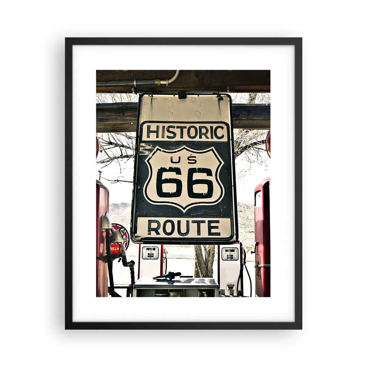 Poster in einem schwarzem Rahmen - Amerikanische Retro-Reise - 40x50 cm