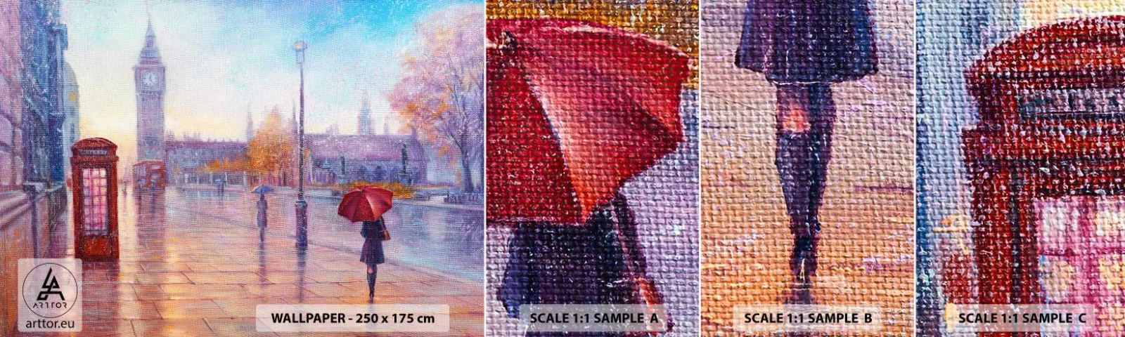 Fototapeten Muster Selbstklebend Deluxe Sticker - Londoner Herbsttag - Stadt, London, Die Architektur - 100x30 cm