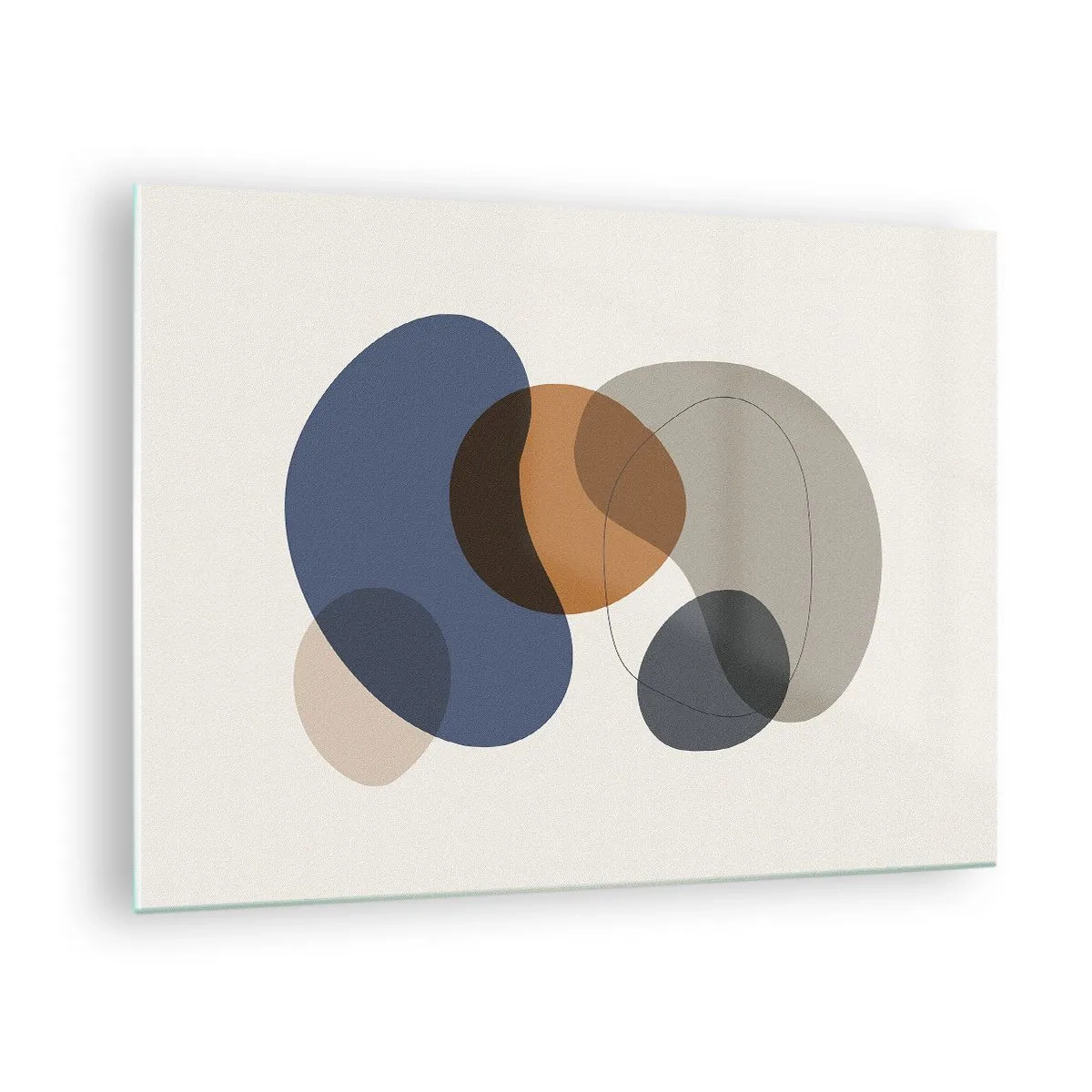 Glasbild - Bild auf glas - Bunte abstrakte Flecken in Marineblau- und Brauntönen - 70x50cm - Farbtropfen - Moderne Wanddekoration für Wohnzimmer und Schlafzimmer ARTTOR