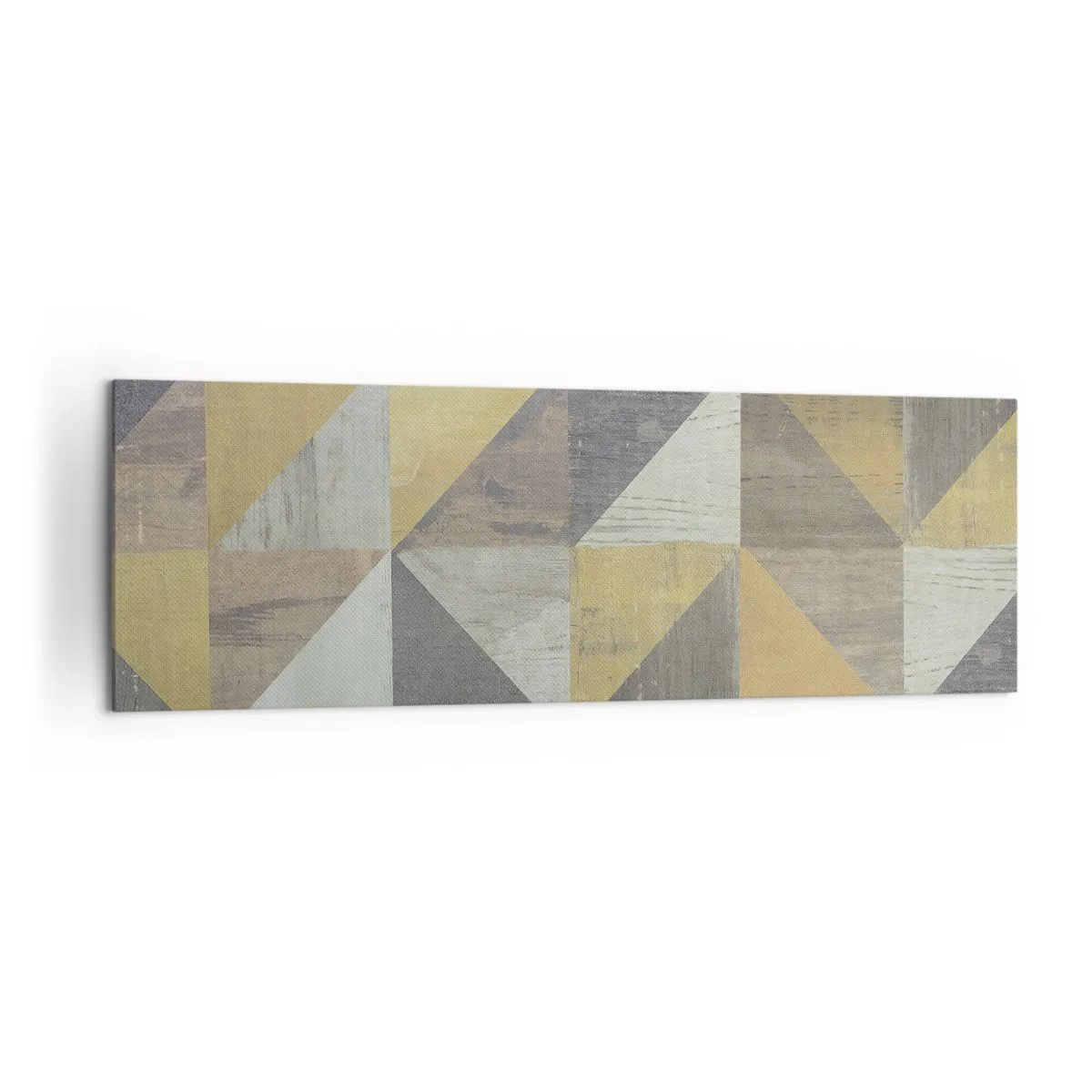 Bild auf Leinwand - Leinwandbild - Geometrische Komposition aus Dreiecken in erdigen Farbtönen - 160x50cm - Am Winkel des Dreiecks - Moderne Wanddekoration für Wohnzimmer und Schlafzimmer ARTTOR