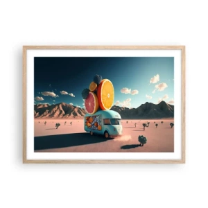 Poster in einem Rahmen aus heller Eiche - Geschmack von Urlaub - 70x50 cm