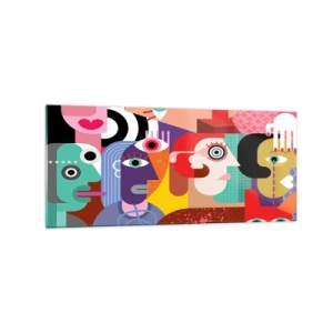 Glasbild - Bild auf glas - Bunte Abstraktion mit geometrischen Flächen - 120x50cm - Wir sind von Herrn Picasso - Moderne Wanddekoration für Wohnzimmer und Schlafzimmer ARTTOR