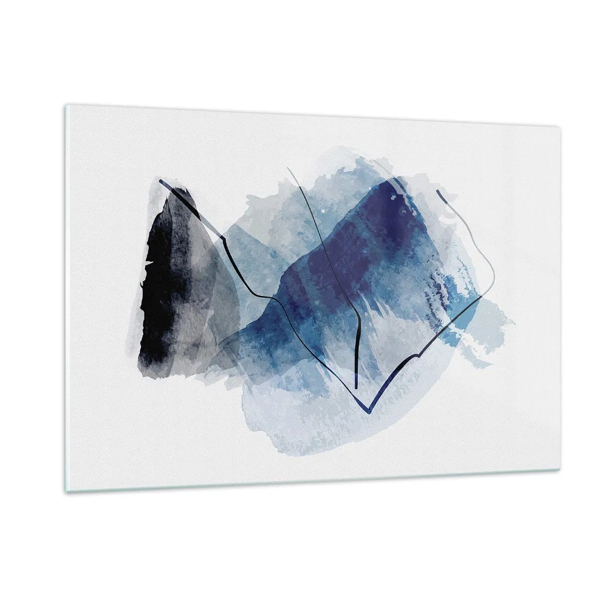 Glasbild - Bild auf glas - Abstrakte Komposition in Blautönen - 120x80cm - Eisberg - Moderne Wanddekoration für Wohnzimmer und Schlafzimmer ARTTOR