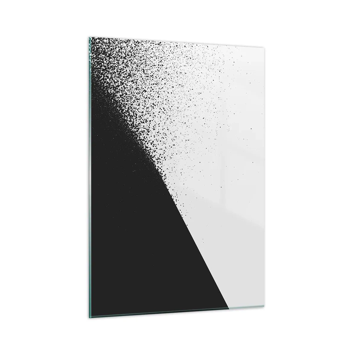 Glasbild - Bild auf glas - Eine minimalistische Komposition in Schwarz-Weiß mit Zerfallseffekt - 50x70cm - Immer schneller, immer mehr - Moderne Wanddekoration für Wohnzimmer und Schlafzimmer ARTTOR
