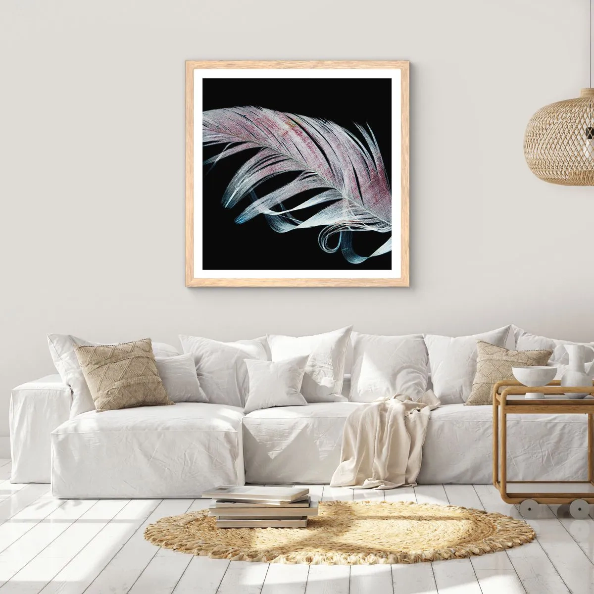 Poster in einem Rahmen aus heller Eiche - Denke an Berührung - 30x30 cm