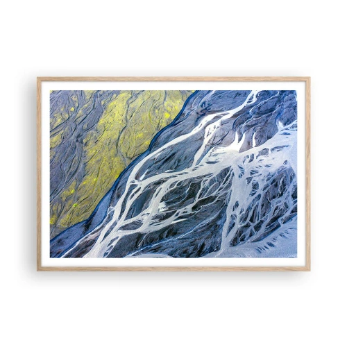 Poster in einem Rahmen aus heller Eiche - Felsmalereien der Natur - 100x70 cm