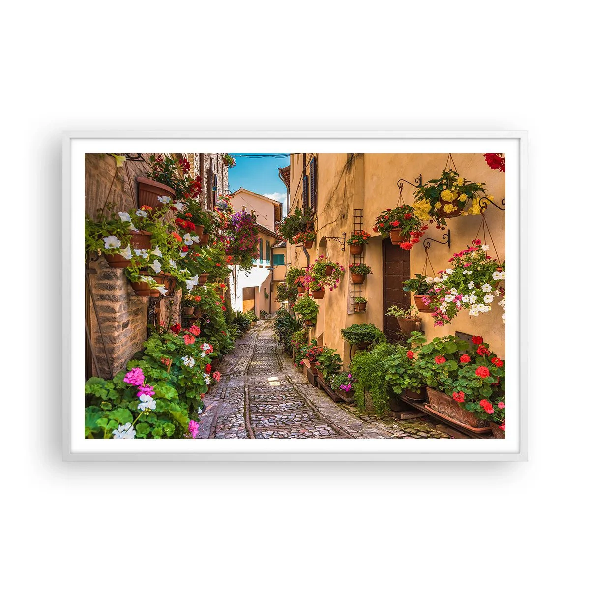 Poster in einem weißen Rahmen - Italienische Gasse - 100x70 cm