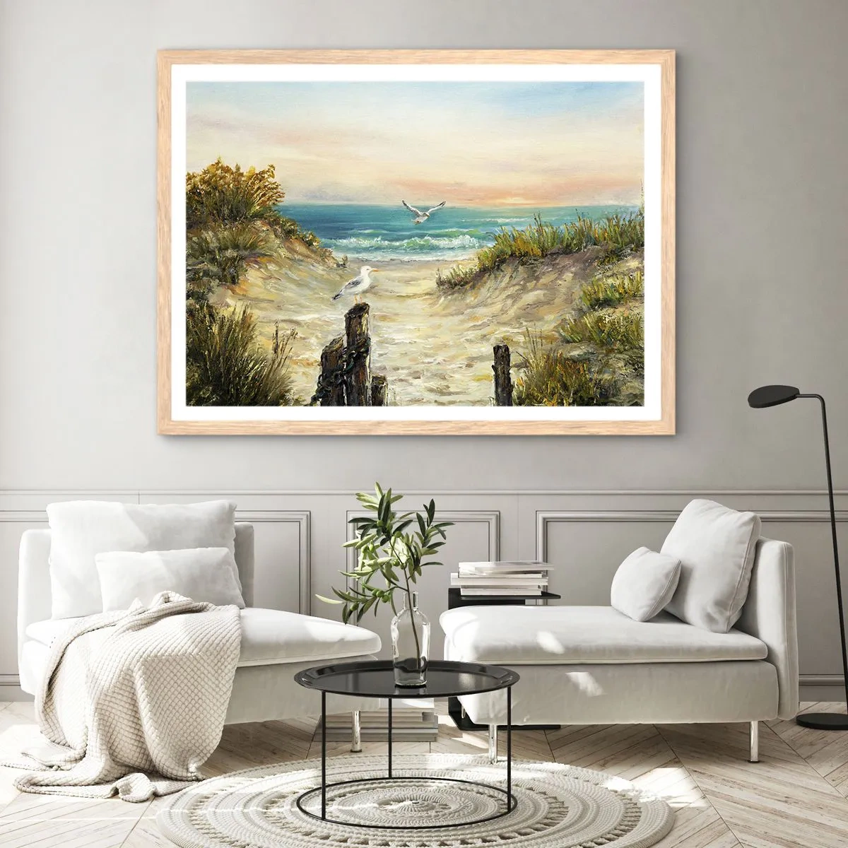 Poster in einem Rahmen aus heller Eiche - Windlose Abgeschiedenheit - 40x30 cm