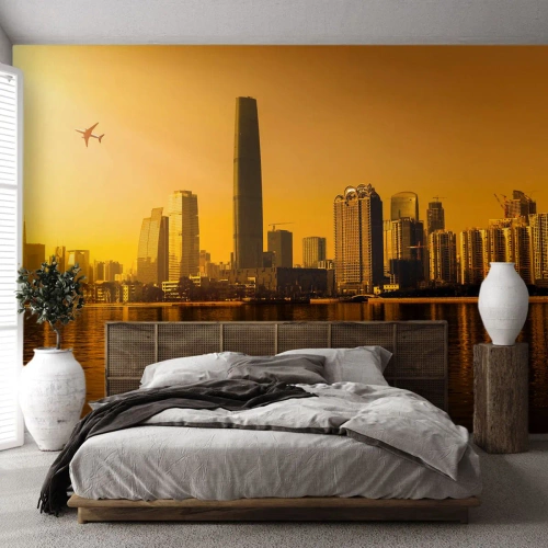 Maßgeschneiderte Fototapete Premium Sand - Die goldene Stadt - Landschaft, Stadt, Die Architektur