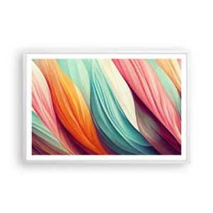 Poster in einem weißen Rahmen - Regenbogengewebe - 91x61 cm