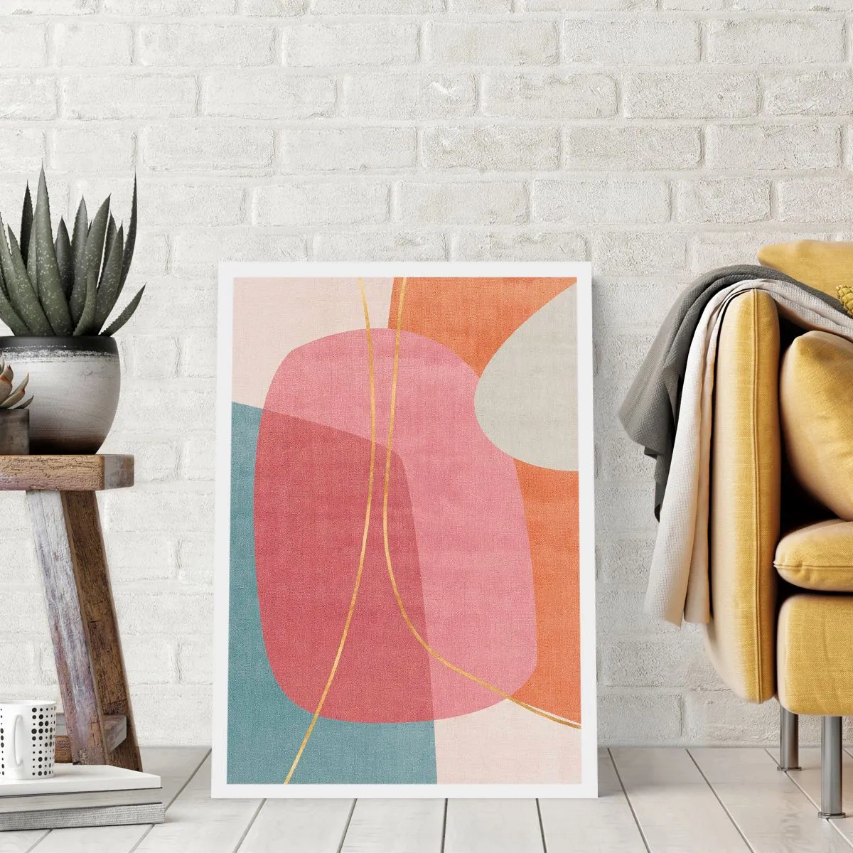 Poster - Pastellkomposition mit Goldfaden - 30x40 cm