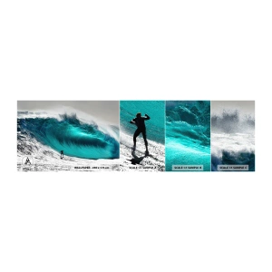 Fototapeten Muster Selbstklebend Deluxe Sticker - Herausforderung angenommen - Surfen, Hohe Welle, Surfer - 100x30 cm