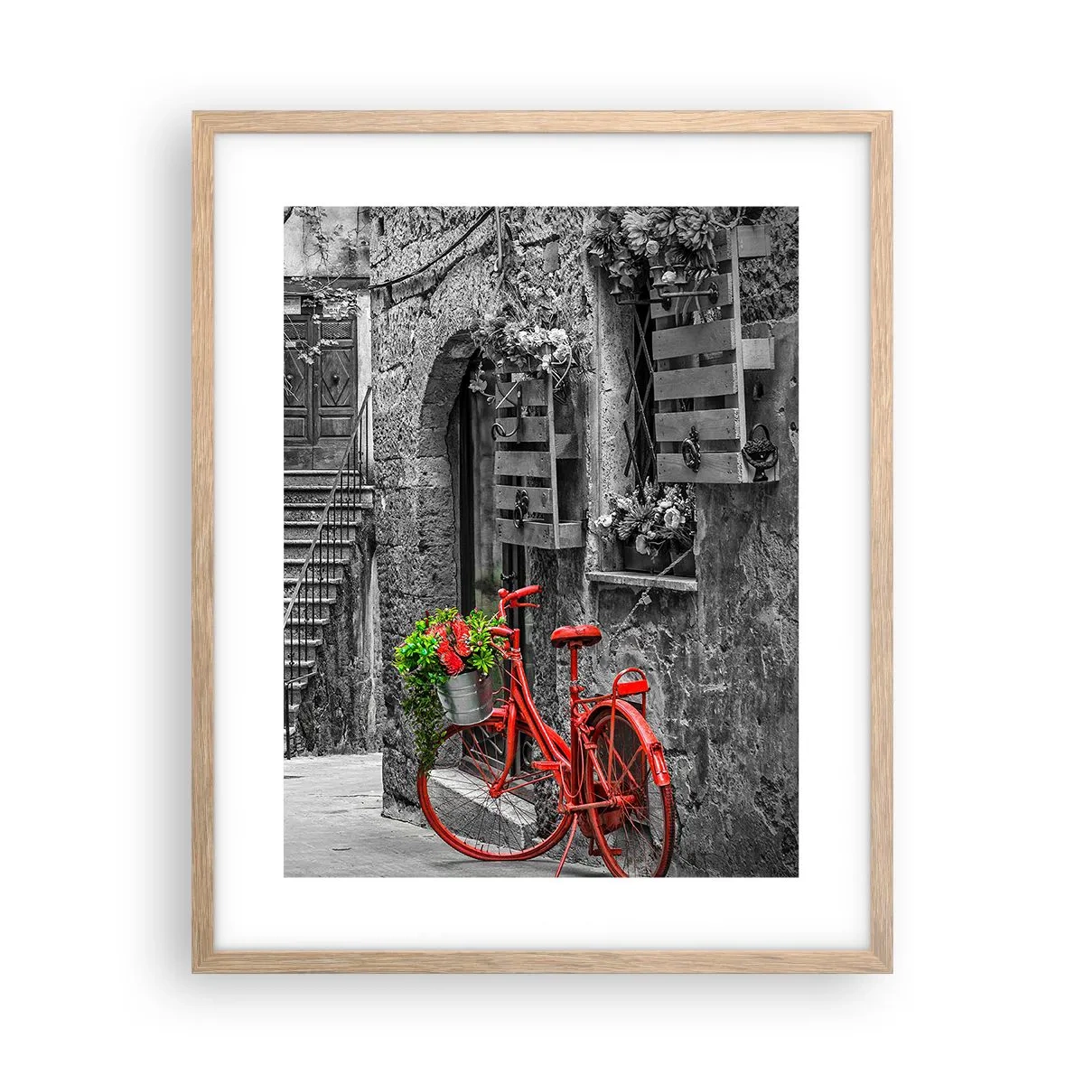 Poster in einem Rahmen aus heller Eiche - Toskanische Gasse - 40x50 cm