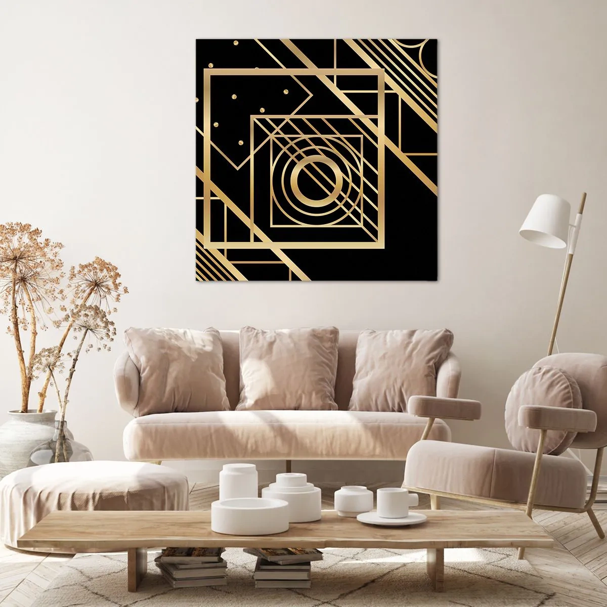 Bild auf Leinwand - Leinwandbild - Goldene Geometrie - 70x70 cm
