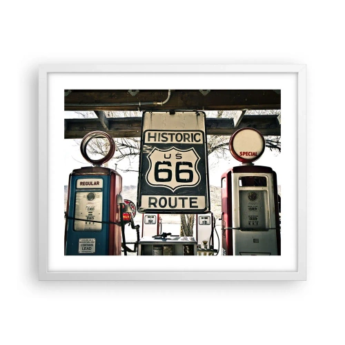 Poster in einem weißen Rahmen - Amerikanische Retro-Reise - 50x40 cm