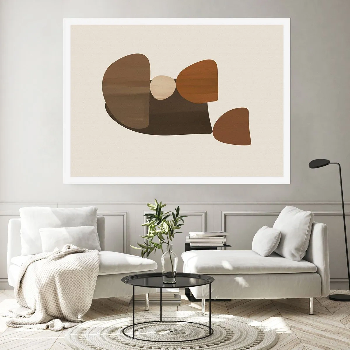 Poster - Abstrakte Komposition in Braun- und Beigetönen - 100x70cm - Komposition in Bronze - Moderne Wanddekoration für Wohnzimmer und Schlafzimmer ARTTOR