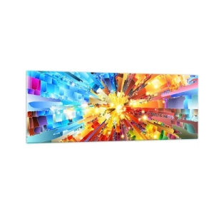 Glasbild - Bild auf glas - Eine dynamische Explosion aus Farbe und Licht - 140x50cm - In Medienauflösung - Moderne Wanddekoration für Wohnzimmer und Schlafzimmer ARTTOR