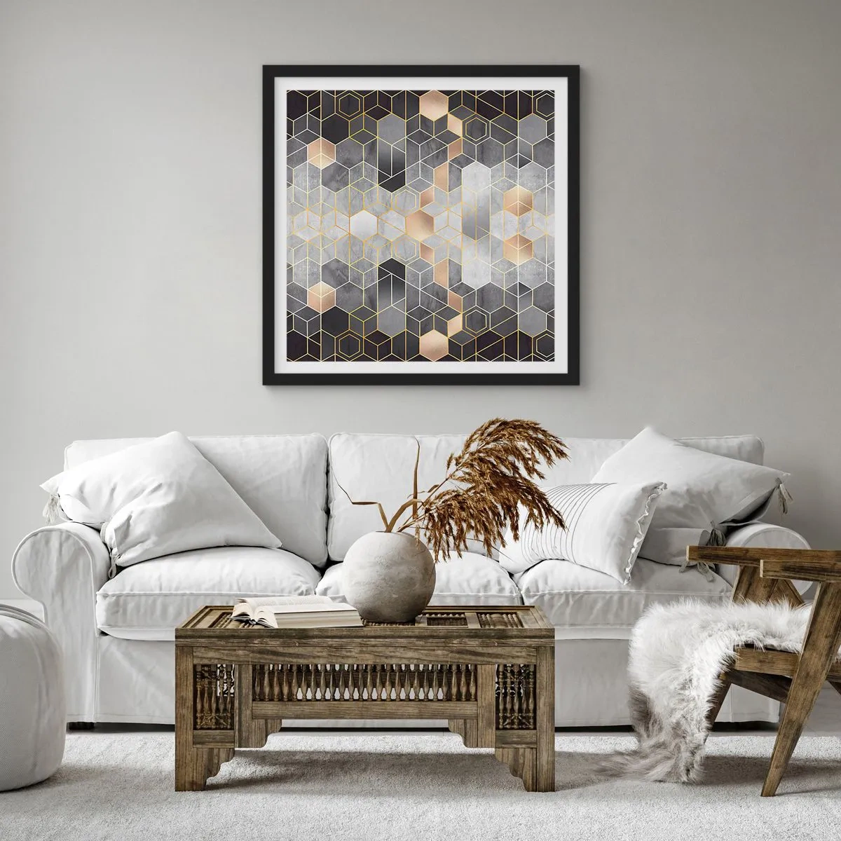 Poster in einem schwarzem Rahmen - Diamant-Komposition - 60x60 cm