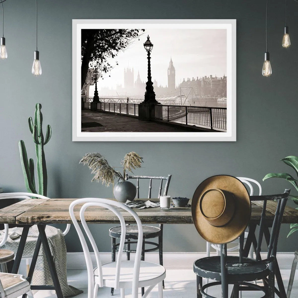 Poster in einem weißen Rahmen - Londoner Morgen - 91x61 cm