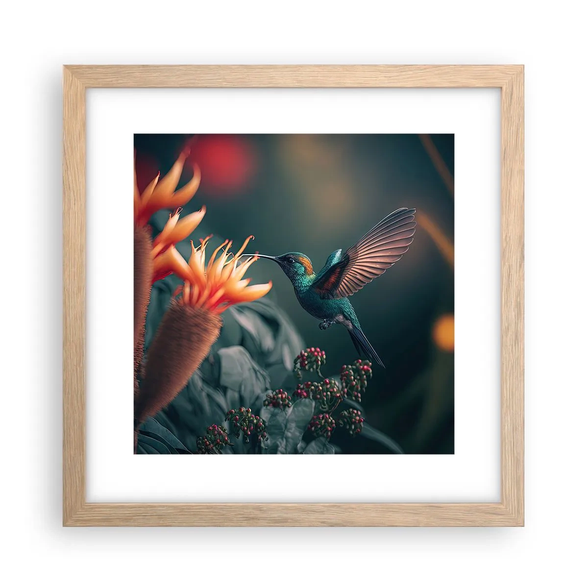 Poster in einem Rahmen aus heller Eiche - Wirklich buntes Leben - 30x30 cm