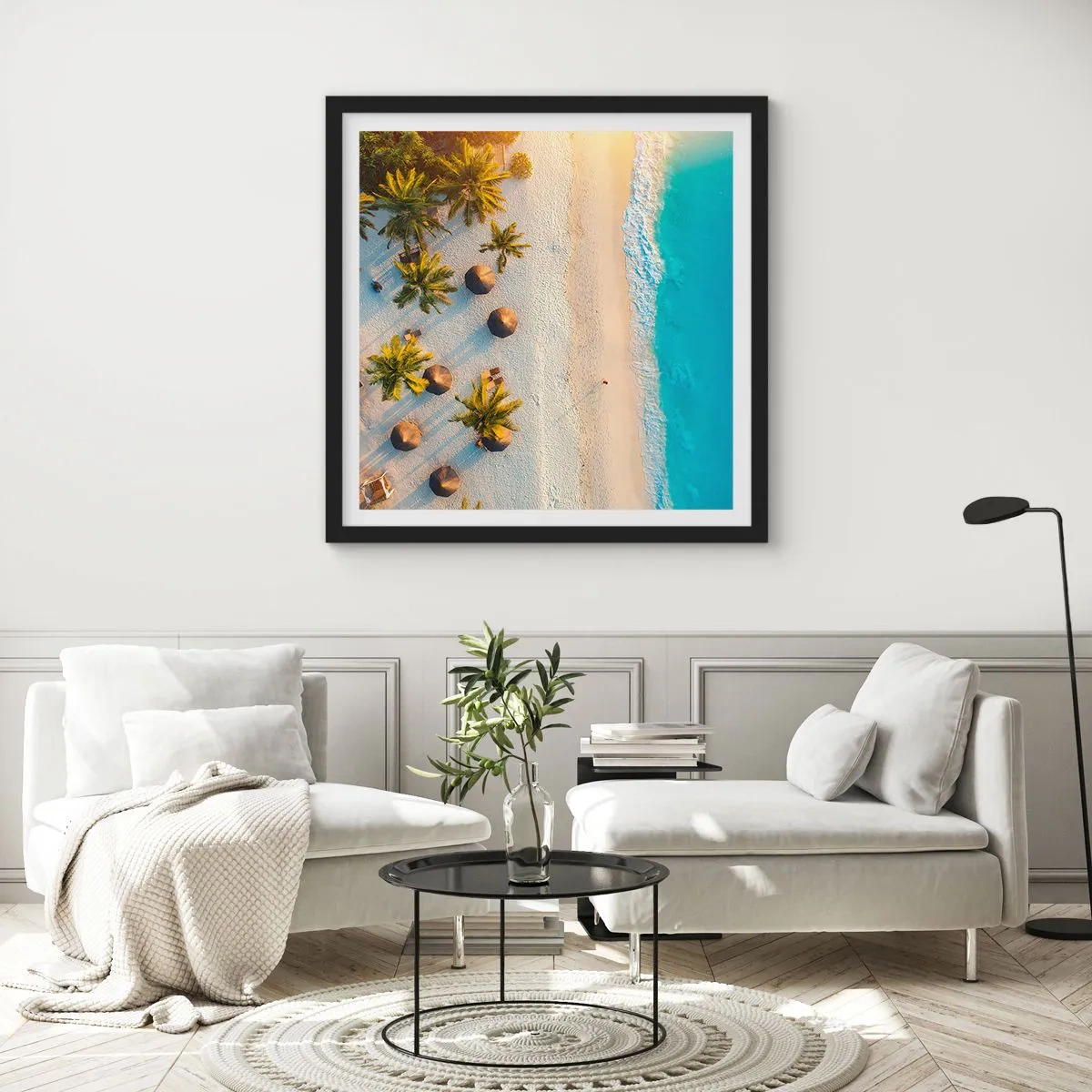 Poster in einem schwarzem Rahmen - Willkommen im Paradies - 30x30 cm