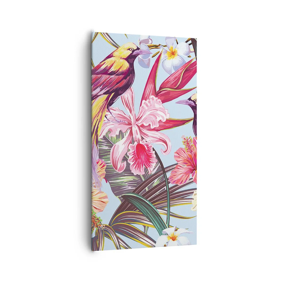 Bild auf Leinwand - Leinwandbild - Blütenblätter und Federn - 65x120 cm