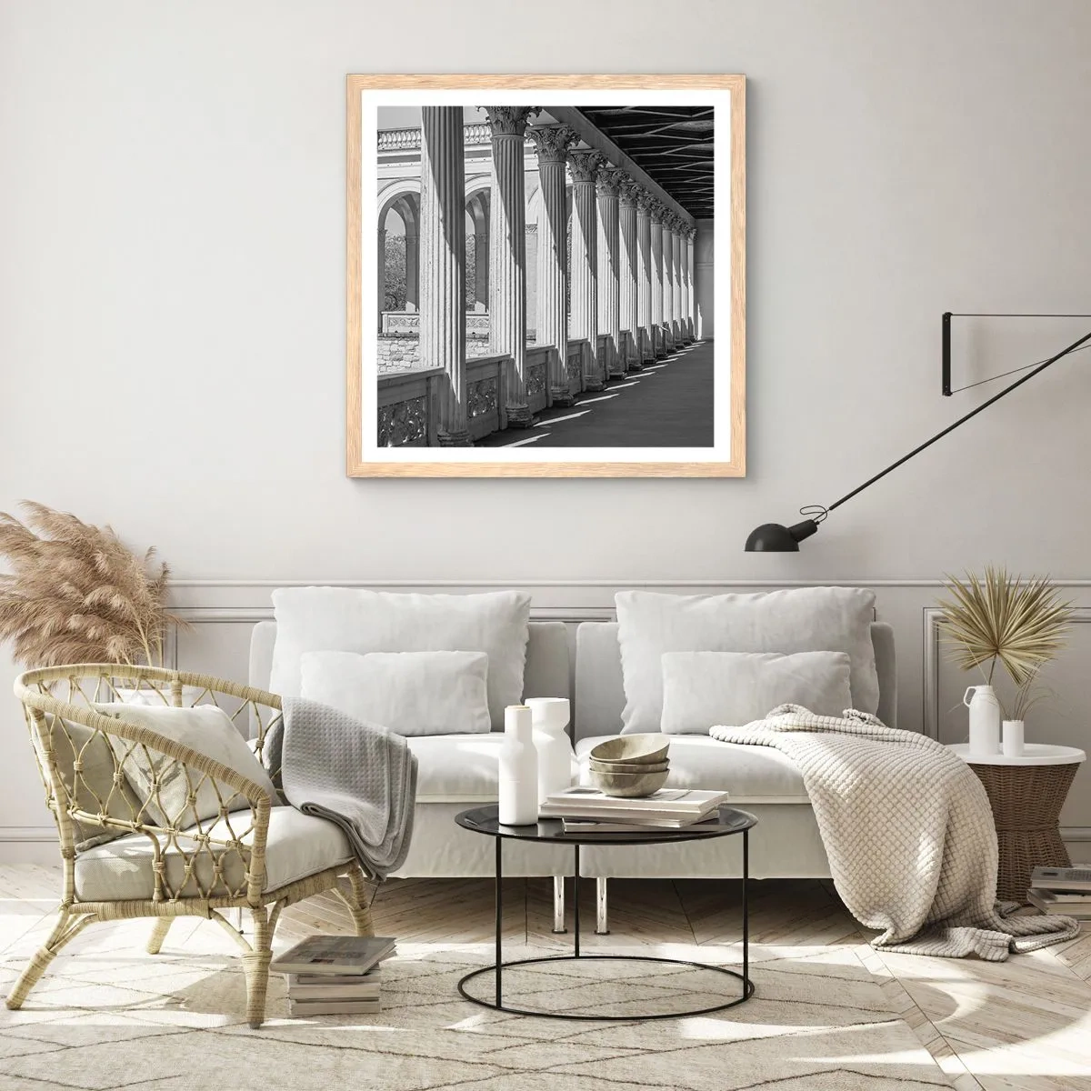 Poster in einem Rahmen aus heller Eiche - Sonnige Arkade - 30x30 cm