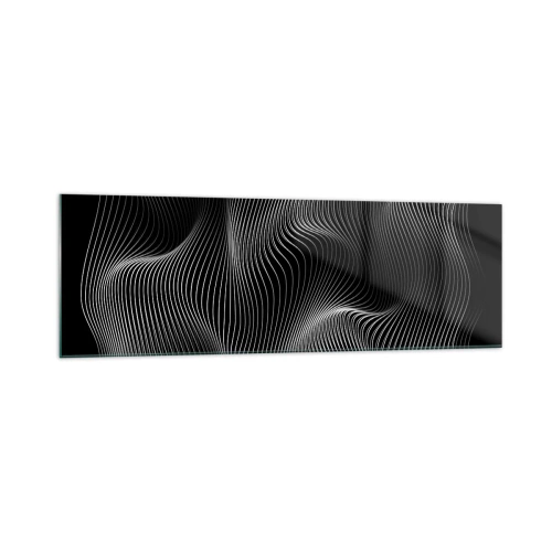 Glasbild - Bild auf glas - Abstrakte weiße Linien auf schwarzem Hintergrund - 160x50cm - Lichttanz im Raum - Moderne Wanddekoration für Wohnzimmer und Schlafzimmer ARTTOR