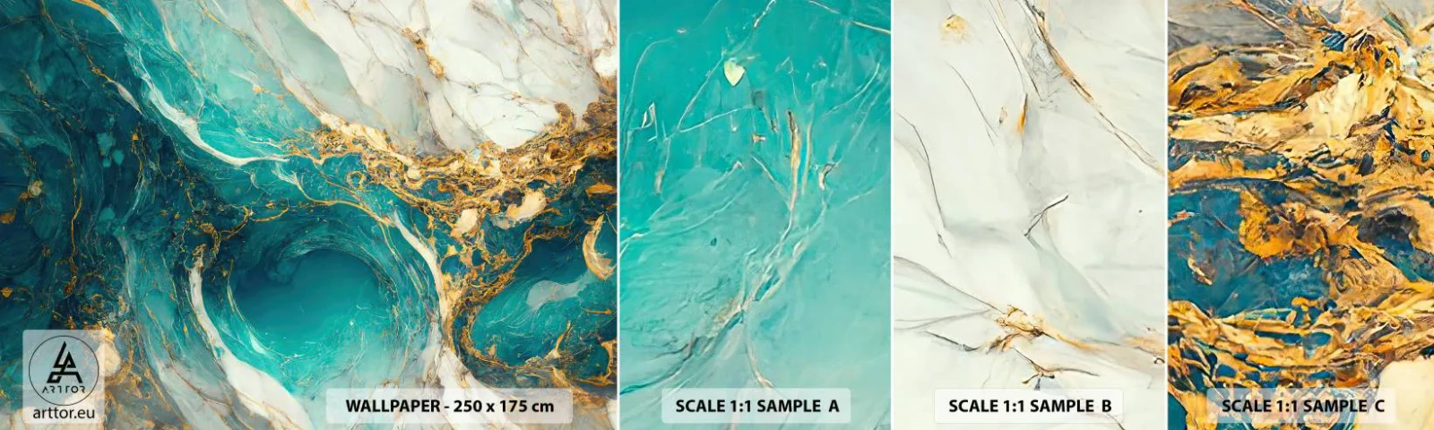 Fototapetenmuster Standard Eco - Komposition mit Goldadern - Abstraktion, Marmor, Stein - 100x30 cm