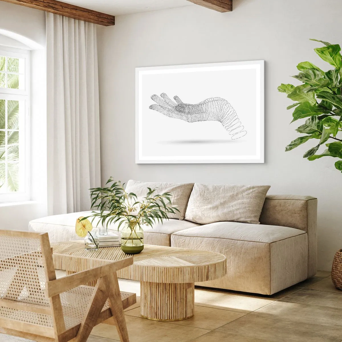 Poster in einem weißen Rahmen - Federnde Hand - 40x30 cm