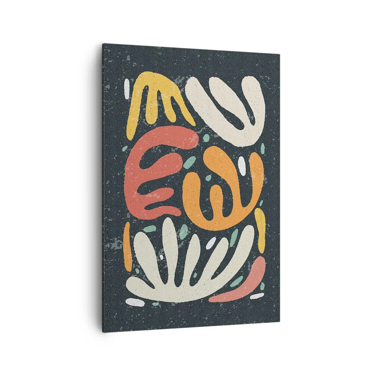 Bild auf Leinwand - Leinwandbild - Abstrakte Formen in warmen Farben auf dunklem Hintergrund - 70x100cm - Komposition – Ich erwische dich gleich - Moderne Wanddekoration für Wohnzimmer und Schlafzimmer ARTTOR