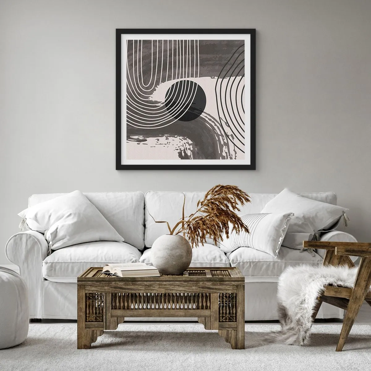 Poster in einem schwarzem Rahmen - Oval gewinnt - 50x50 cm