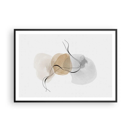 Poster in einem schwarzem Rahmen - Minimalistische Abstraktion in Beige- und Grautönen - 100x70cm - Luftperlen - Moderne Wanddekoration für Wohnzimmer und Schlafzimmer ARTTOR