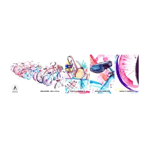 Fototapetenmuster Standard Eco - Kongress des Antimoto-Clubs - Fahrrad, Abstraktion, Grafik - 100x30 cm