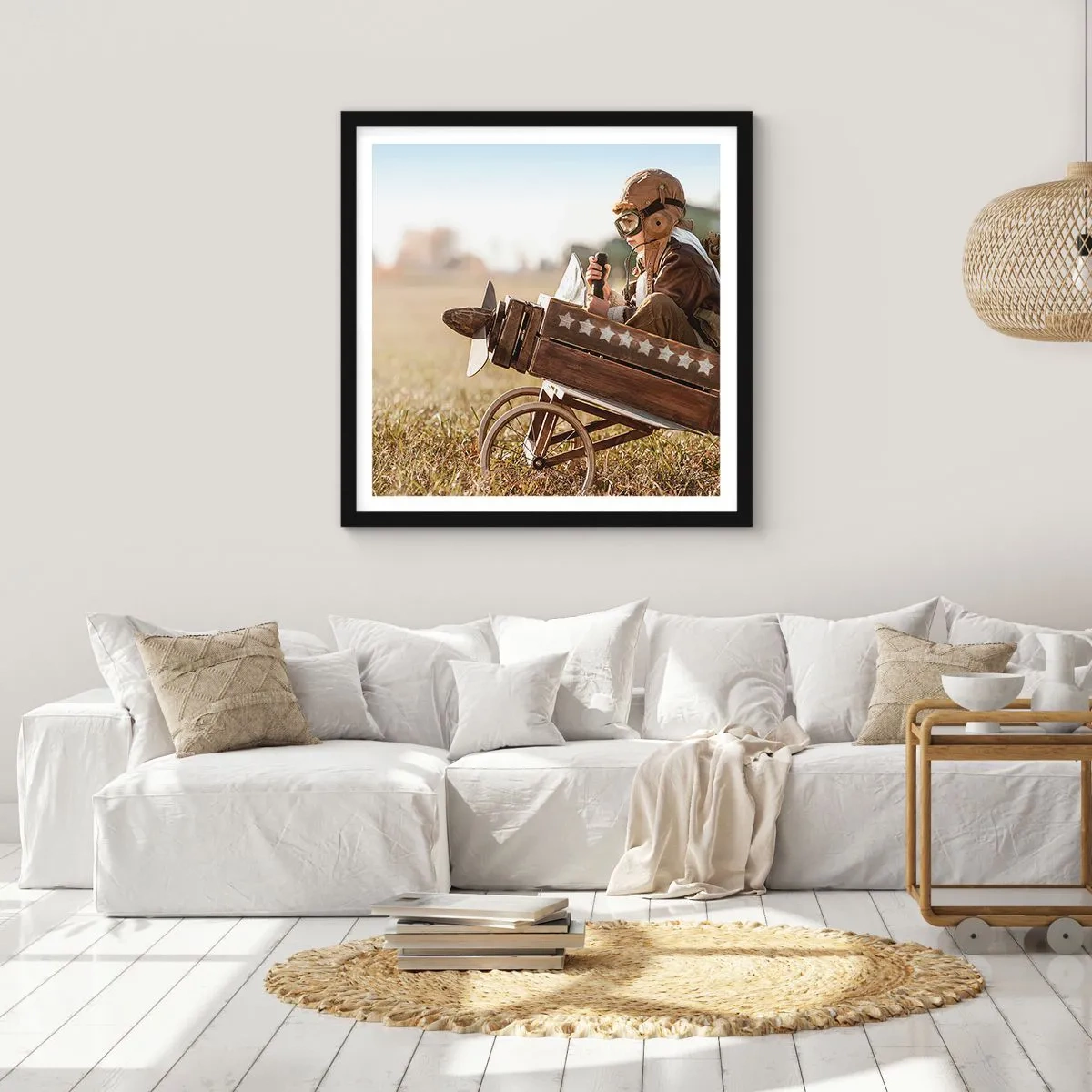 Poster in einem schwarzem Rahmen - Start in Richtung eines Traums - 60x60 cm