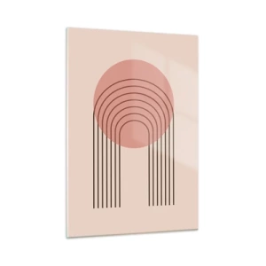 Glasbild - Bild auf glas - Minimalistische geometrische Grafiken in Beigetönen - 50x70cm - Unwiderstehliche Anziehungskraft - Moderne Wanddekoration für Wohnzimmer und Schlafzimmer ARTTOR