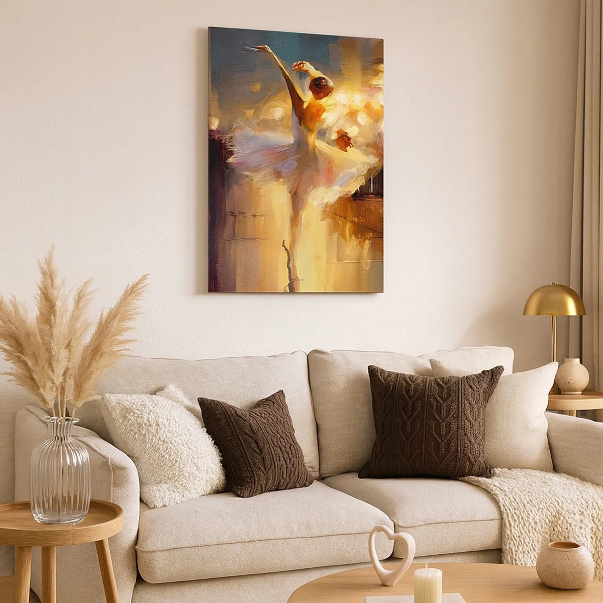 Bild auf Leinwand - Leinwandbild - Eine Ballerina tanzt vor einer beleuchteten Bühne - 50x70cm - Wunder auf der Straße - Moderne Wanddekoration für Wohnzimmer und Schlafzimmer ARTTOR