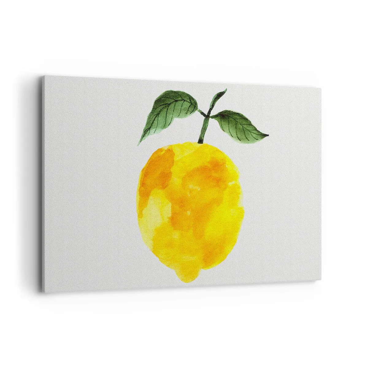 Bild auf Leinwand - Leinwandbild - Aquarell Zitrone mit grünen Blättern auf hellem Hintergrund - 120x80cm - So schmeckt man die Sonne - Moderne Wanddekoration für Wohnzimmer und Schlafzimmer ARTTOR