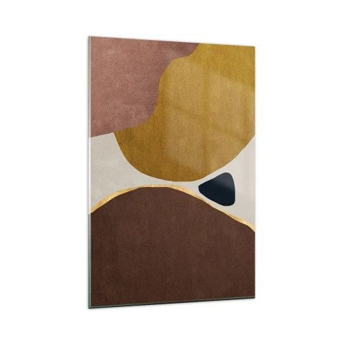 Glasbild - Bild auf glas - Eine abstrakte Komposition mit geometrischen Formen in warmen Farben. - 80x120cm - Abstraktion – ein Ort im Raum - Moderne Wanddekoration für Wohnzimmer und Schlafzimmer ARTTOR
